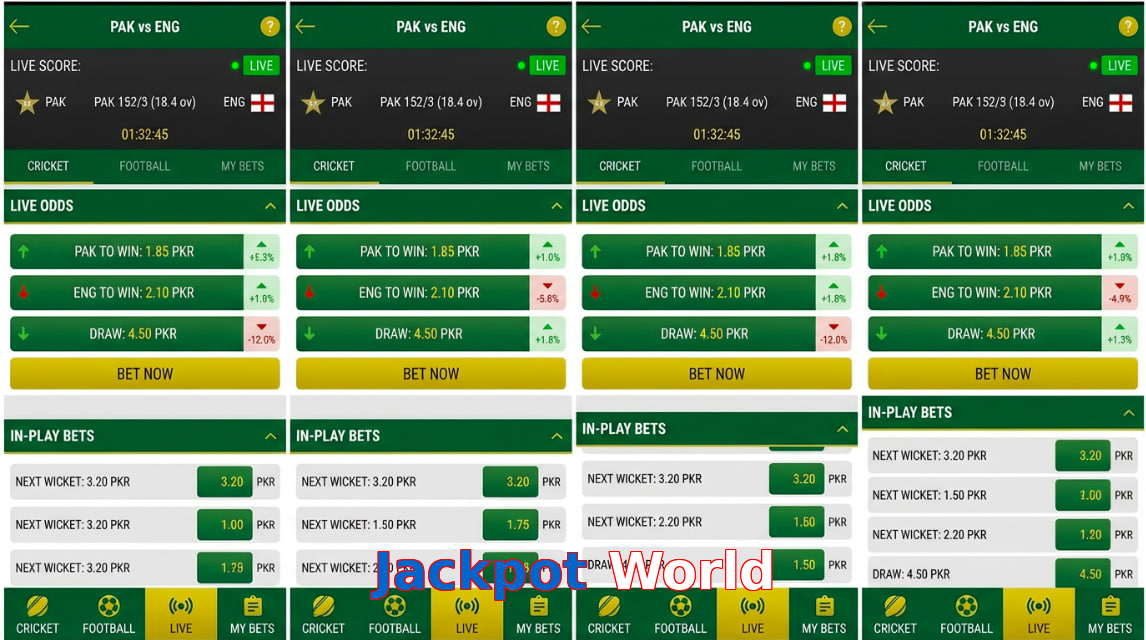Game list for Jackpot World bet section