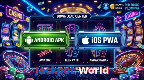 Main screen of Jackpot World download page for PK players
