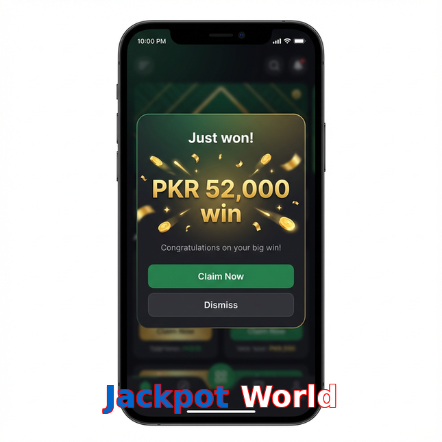 Main screen of Jackpot World win page for PK players